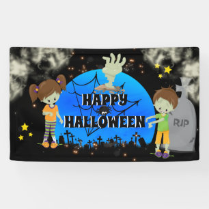 Graveyard kids comic zombie gravestone fun costume banner