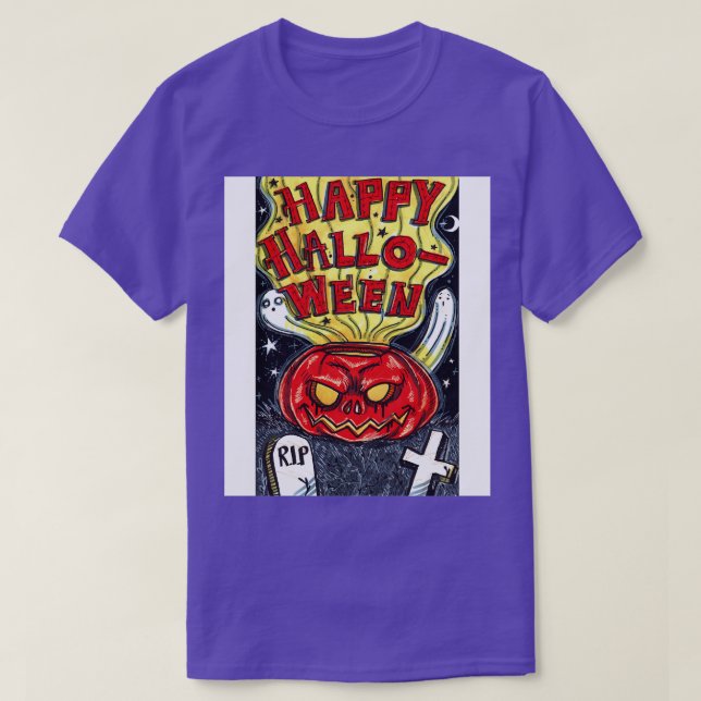 Graveyard O Lantern with Ghosts T-Shirt (Design Front)