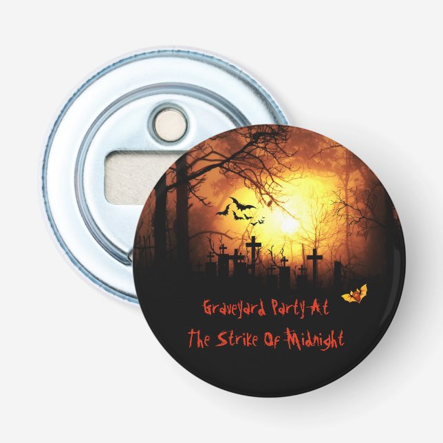 Graveyard Party - Button Bottle Opener (Front)