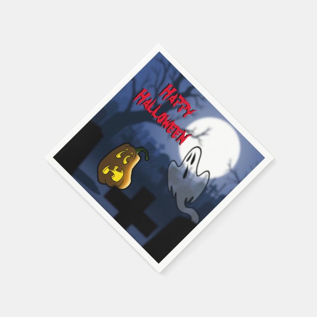 Graveyard Scare Halloween Paper Napkins (Corner)