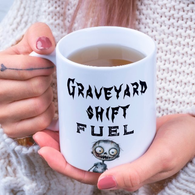 Graveyard Shift Fuel White Halloween Coffee Mug (Creator Uploaded)