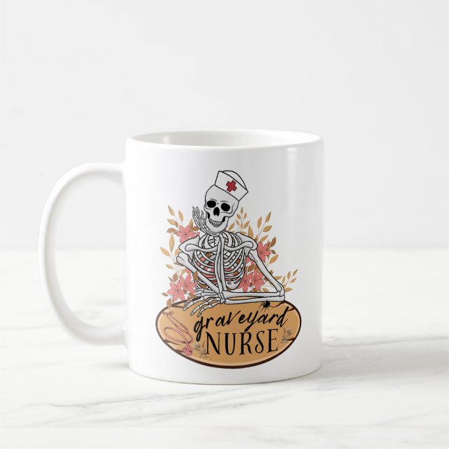 Graveyard Shift Skeleton Nurse Mug (Left)