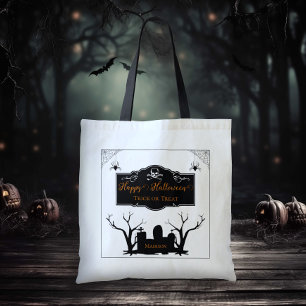 Graveyard Trick or Treat White Tote Bag