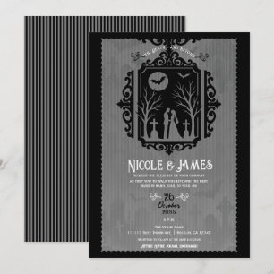 Graveyard Vows Black & Grey Gothic Wedding Invitation