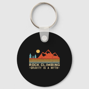 Gravity Is A Myth Retro Rock Climbing Key Ring