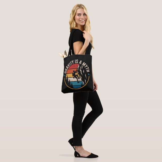 Gravity Is A MYTH Tote Bag (On Model)