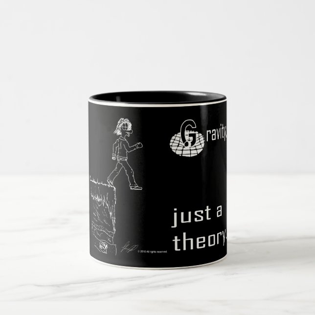 Gravity, just a theory. (White & Black) mug (Center)
