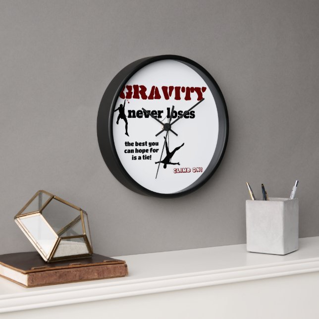 Gravity Never Loses - Rock Climbing Design Clock (Office)