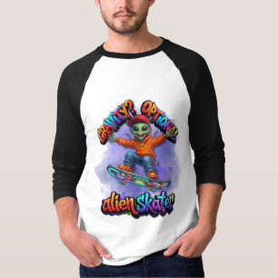 Gravity Optional Alien Skater Hoverboard Space Art T-Shirt