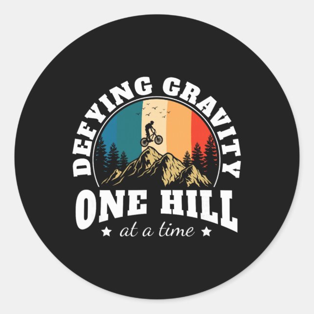 Gravity Riding Mountain Bike Biker Bicylce Cycling Classic Round Sticker (Front)
