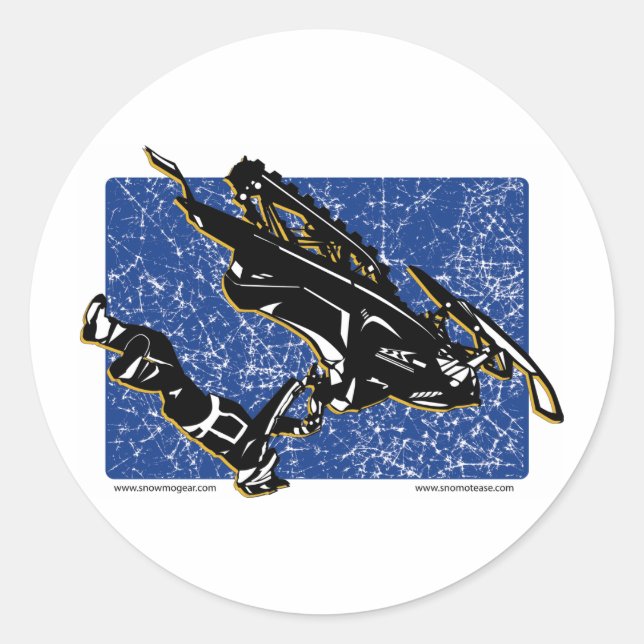 GRAVITY-SLED-in Blue Classic Round Sticker (Front)