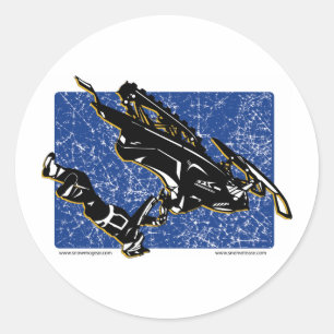 GRAVITY-SLED-in Blue Classic Round Sticker