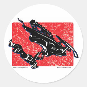 GRAVITY-SLED-in-RED Classic Round Sticker