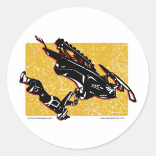 GRAVITY-SLED-in-Yellow Classic Round Sticker