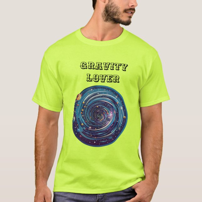 Gravity-Themed Cosmic Whirlpool Logo T-Shirt (Front)