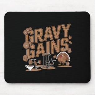 Gravy Gains Thanksgiving Gym Workout Mouse Pad
