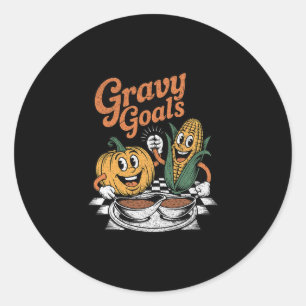 Gravy Goals Smiling Pumpkin Corn Duo Funny Thanksg Classic Round Sticker