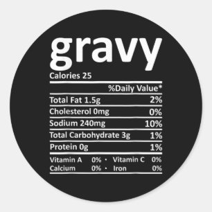 Gravy Nutrition Facts Fun Thanksgiving Christmas F Classic Round Sticker