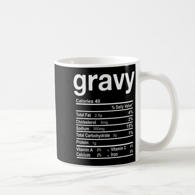 Gravy Nutrition Facts Funny Thanksgiving Christmas Coffee Mug (Right)