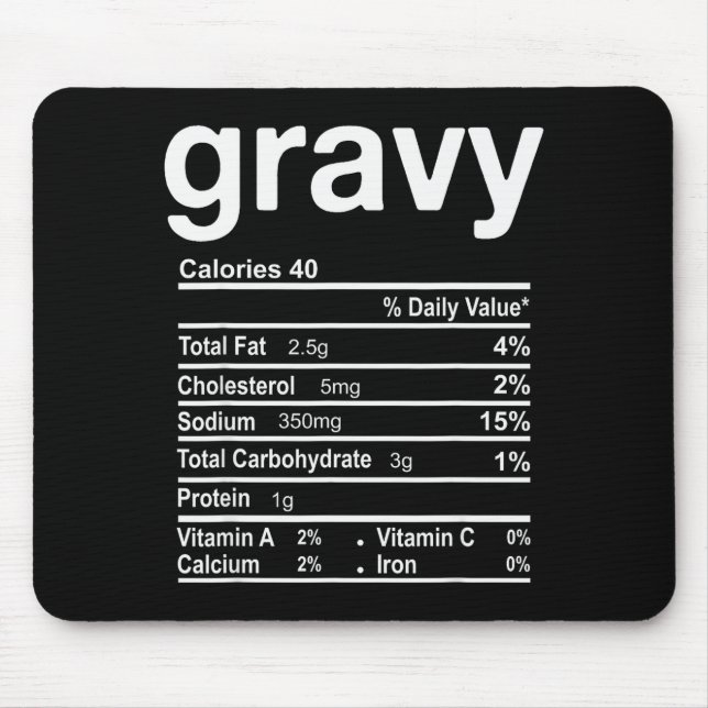 Gravy Nutrition Facts Funny Thanksgiving Christmas Mouse Pad (Front)