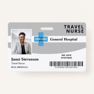 Gray Add Your Logo Hospital Employee Photo ID ID Badge