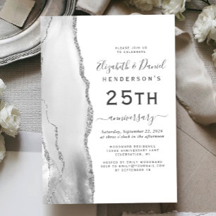 Gray Agate Silver 25th Anniversary Invitation