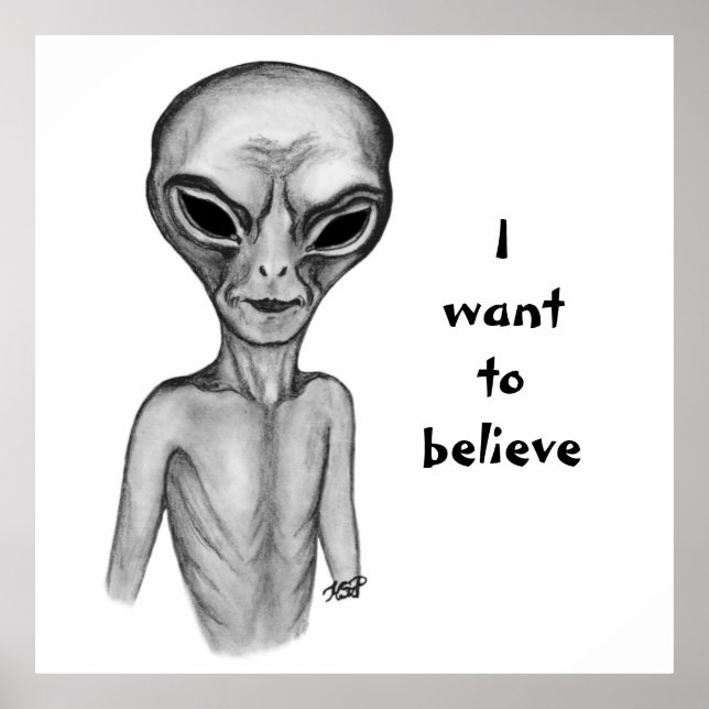 Gray Alien , I want to believe Poster (Front)