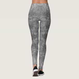 Gray Alligator Leather Leggings