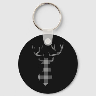 Gray And Black Buffalo Plaid Flannel Christmas Dee Key Ring