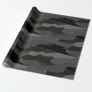 Gray and Black Camouflage Wrapping Paper
