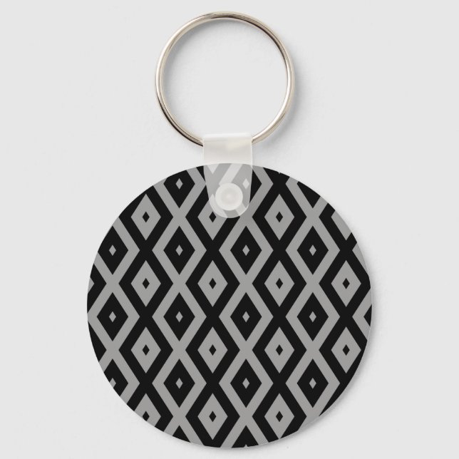 Gray and black diamond pattern key ring (Front)