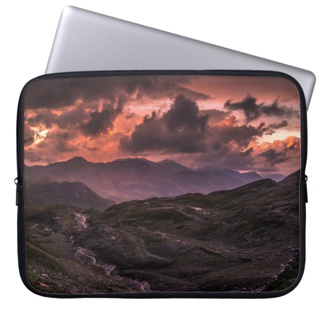 GRAY AND BLACK MOUNTAINS UNDER CLOUDY SKY DURING D LAPTOP SLEEVE (Front)