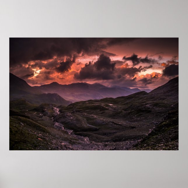 GRAY AND BLACK MOUNTAINS UNDER CLOUDY SKY DURING D POSTER (Front)