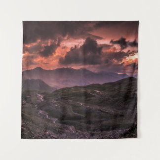 GRAY AND BLACK MOUNTAINS UNDER CLOUDY SKY DURING D TAPESTRY