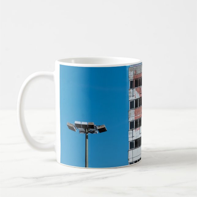 GRAY AND BLACK POST LAMP COFFEE MUG (Left)