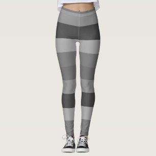 Gray and black Stripes Pattern Leggings
