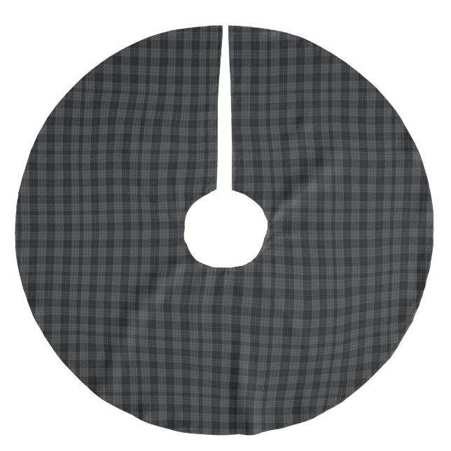 Gray and Black Tartan Brushed Polyester Tree Skirt (Front)
