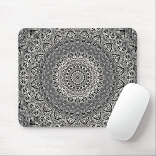 Gray and Black Tribal Style Medallions Mouse Pad