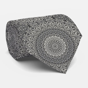 Gray and Black Tribal Style Medallions Tie