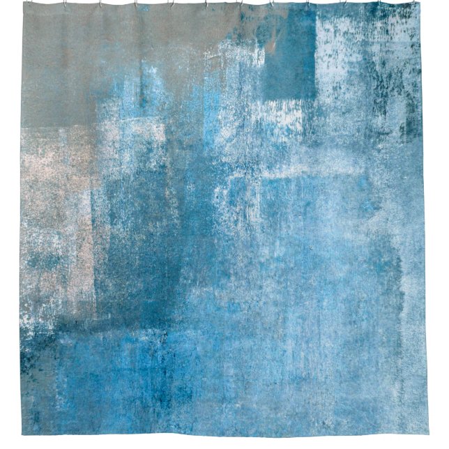 Gray and Blue Abstract Art Paintingabstract, paint Shower Curtain (Front)