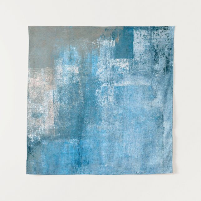 Gray and Blue Abstract Art Paintingabstract, paint Tapestry (Front)