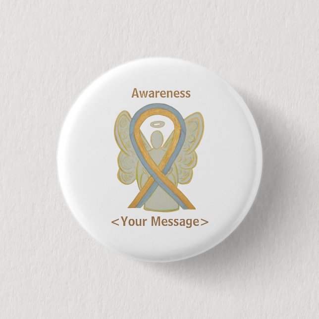 Gray and Gold Angel Awareness Ribbon Button Pins (Front)