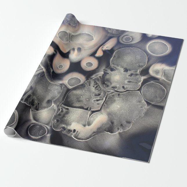 Gray and pink abstract artwork wrapping paper (Unrolled)