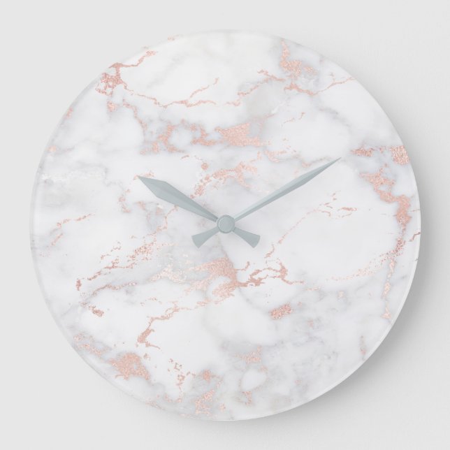 gray and pink faux marble stone large clock (Front)