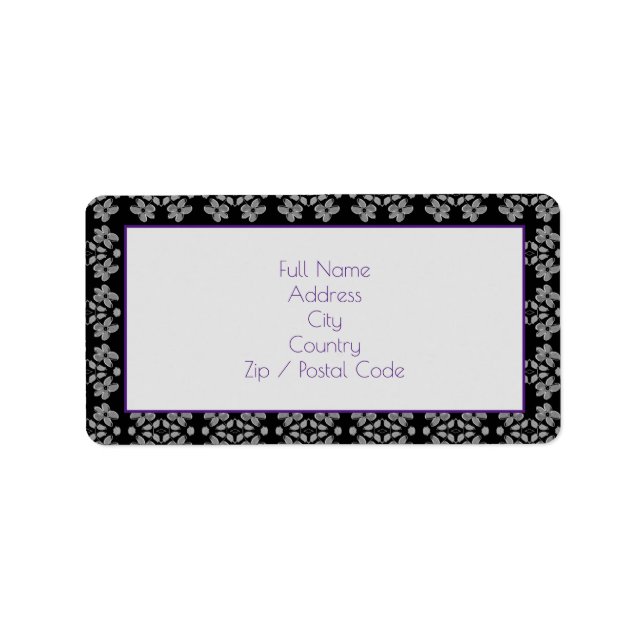 Gray and Purple  Address Label Stickers (Front)