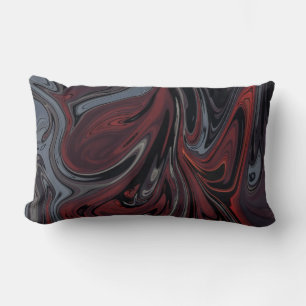 Gray and red abstract painting lumbar cushion