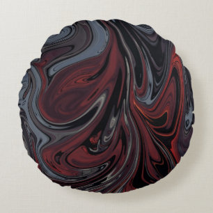 Gray and red abstract painting round cushion