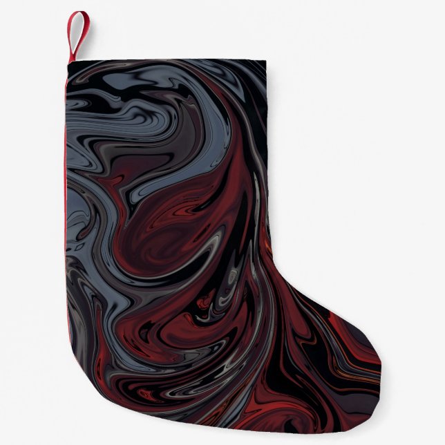 Gray and red abstract painting small christmas stocking (Front)