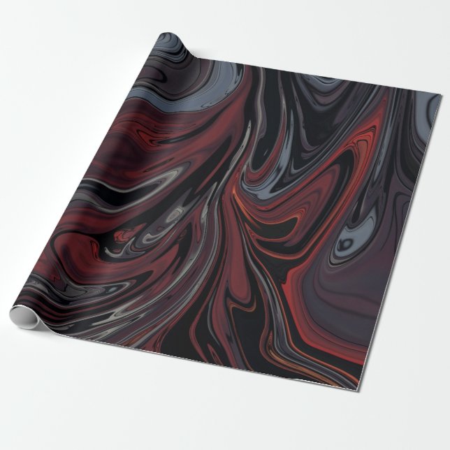 Gray and red abstract painting wrapping paper (Unrolled)