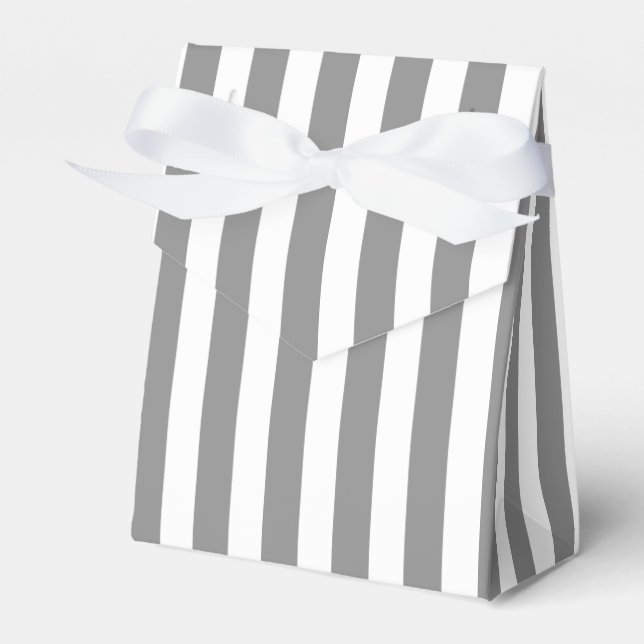 Gray and white candy stripes favour box (Front Side)